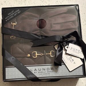 Laundry By Shelli Segal Dark Brown Wallet and Gloves Set
